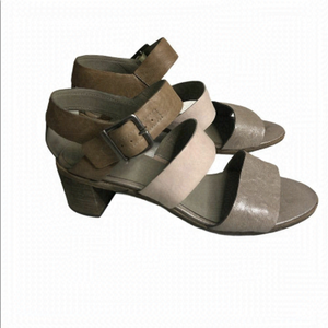 EILEEN fisher repeat leather block heels sandals